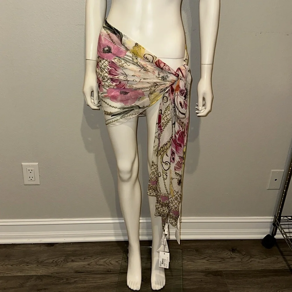 CAMILLA “Destiny Calling” floral silk long scarf boho belt headwrap top